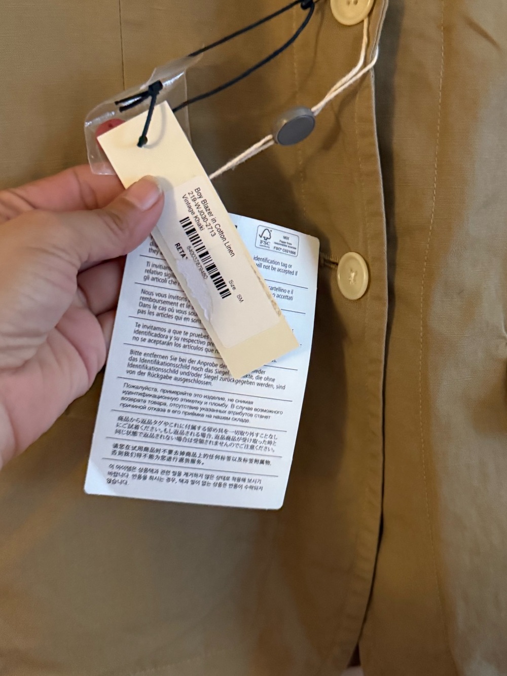 Alex Mill Boy Blazer in Cotton Linen Vintage Khaki - Picture 5 of 8
